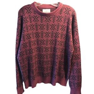 Alps Vintage Men’s M Red Geometric Long Sleeve Pullover Cotton Sweater